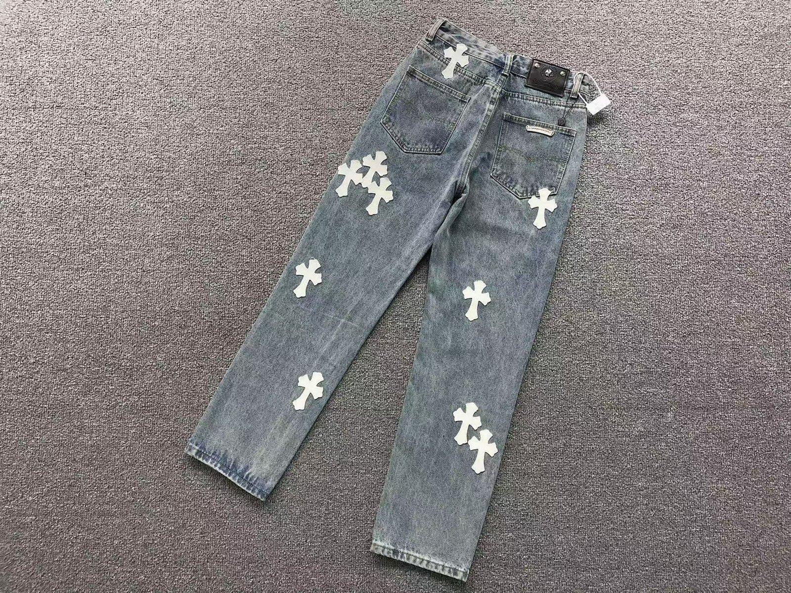 Chrome Hearts Denim Jeans White Crosses - Image 2