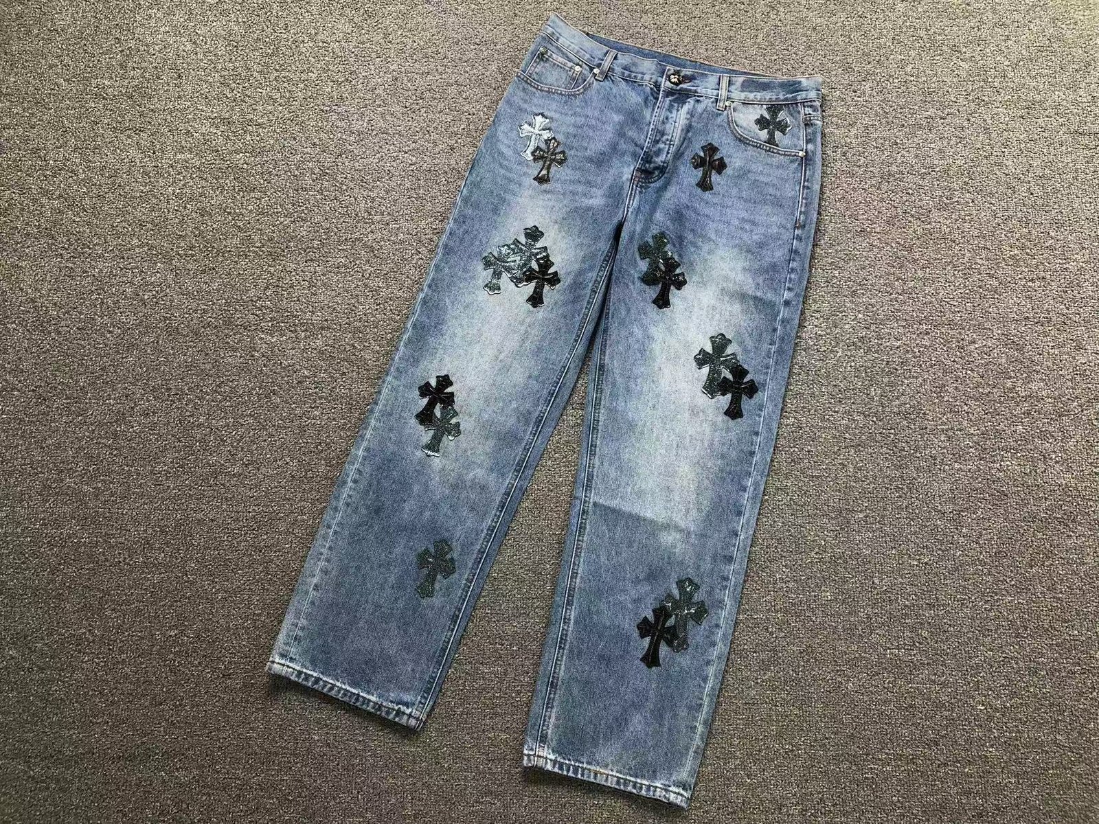 Chrome Hearts Denim Jeans Black Crosses - Image 2