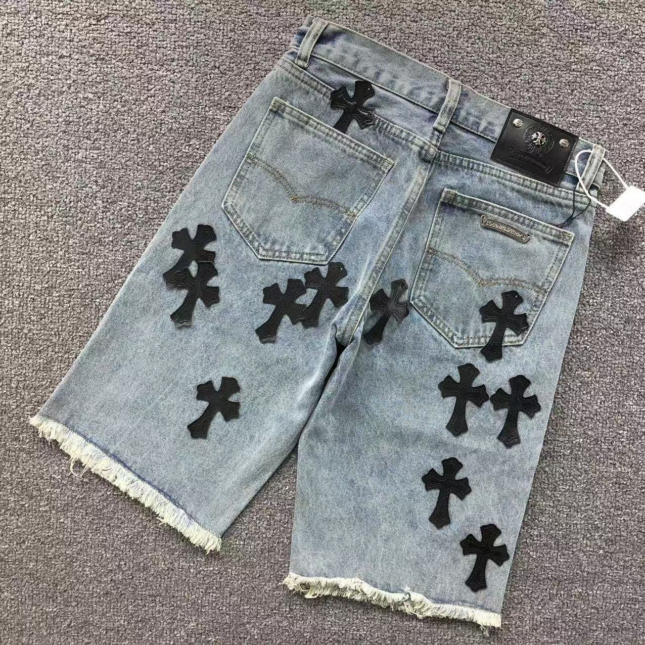 Chrome Hearts Denim Shorts Black Crosses - Image 2