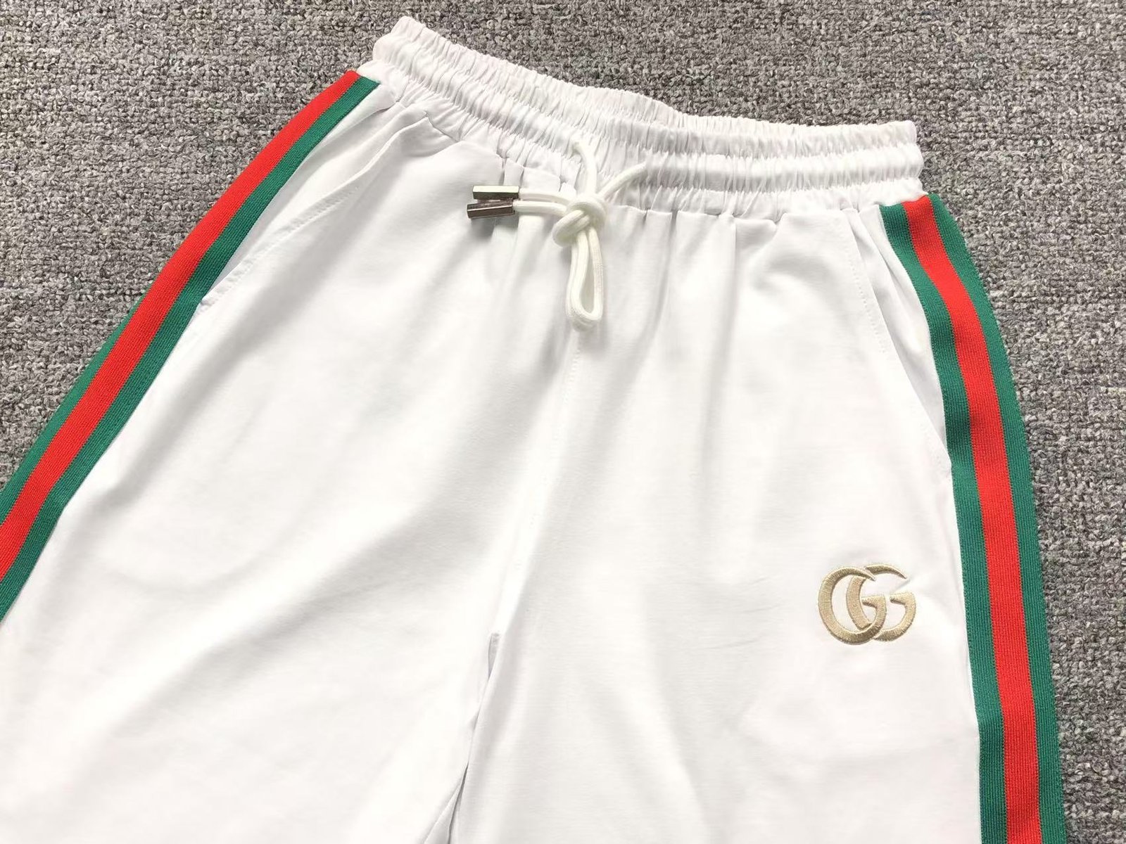 Gucci Vertical Strips Logo Shorts White - Image 2