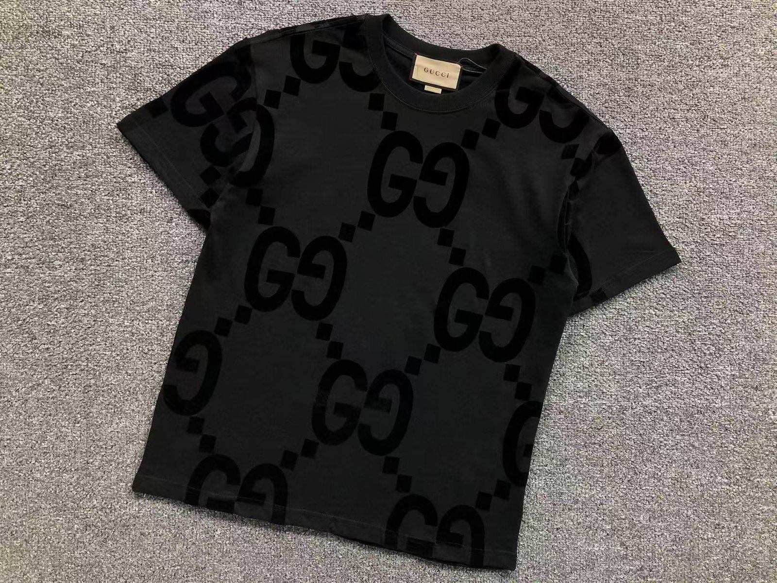 Gucci Velvet Logo Tshirt Black - Image 2