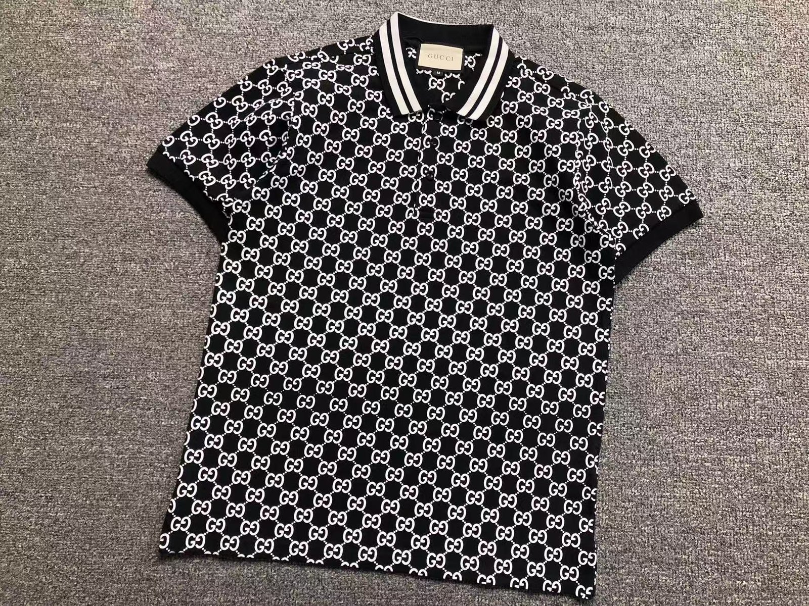 Gucci Logo White Print Polo Black - Image 2