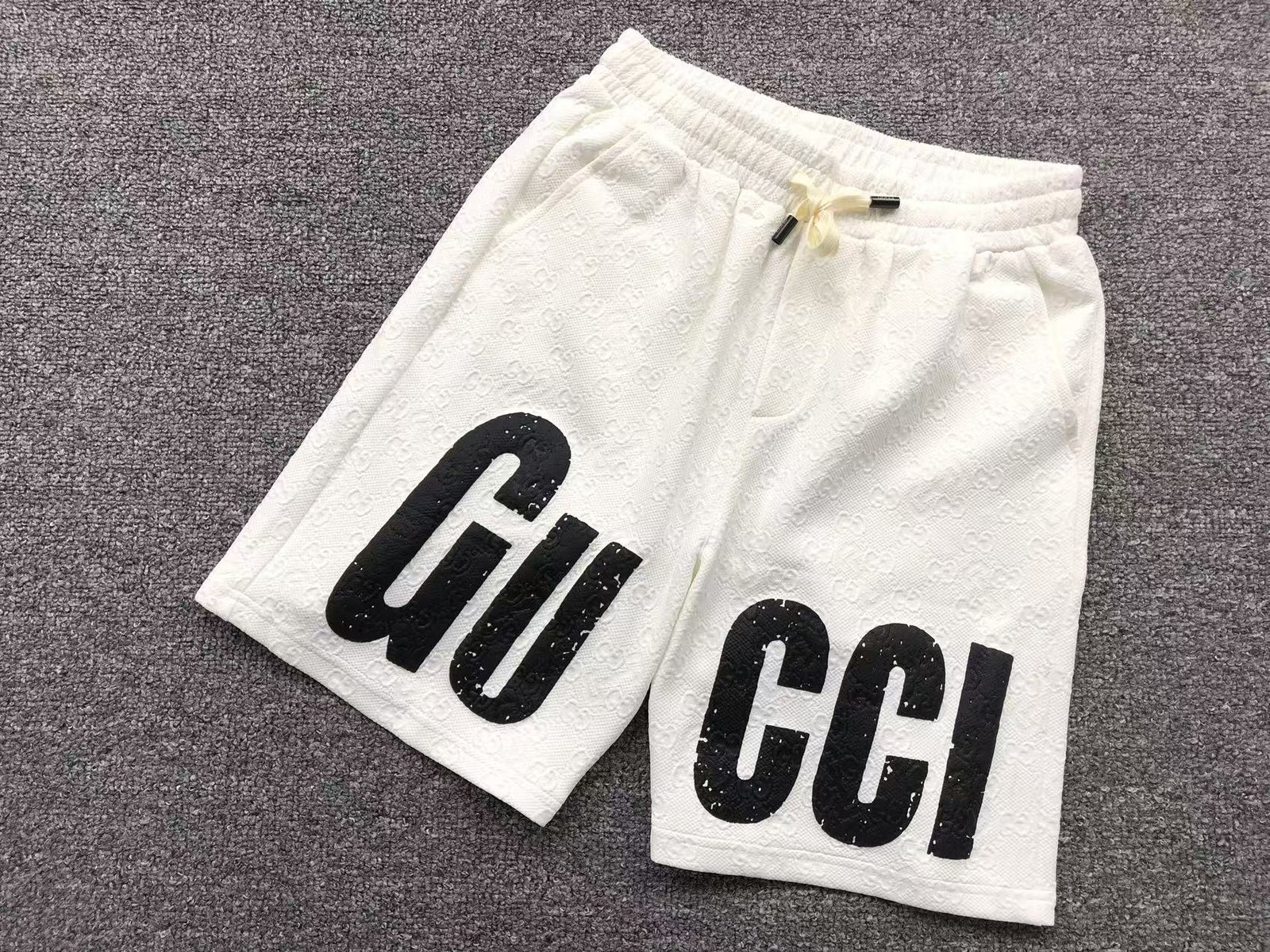 Gucci Embroidery Logo Shorts White - Image 2