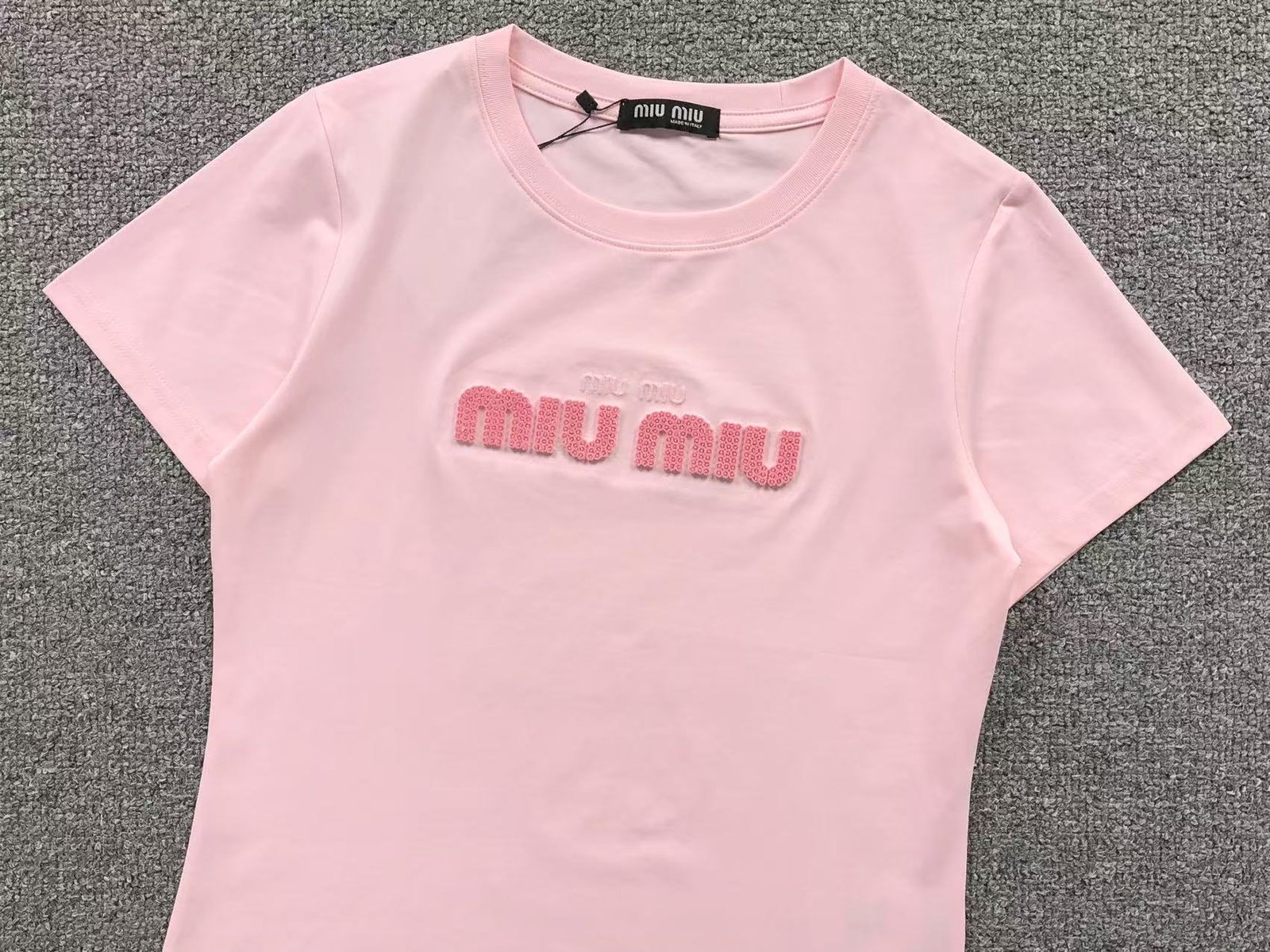 Miu Miu Ribbed Tshirt Pink - Image 2