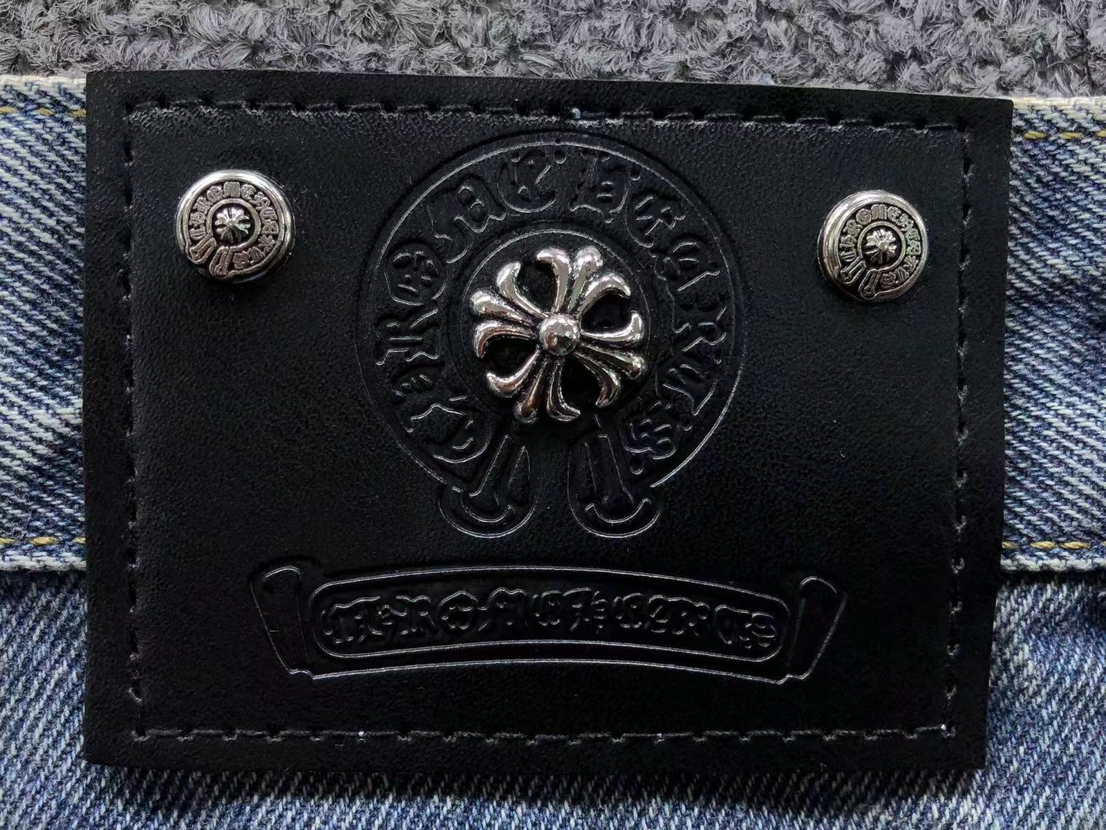 Chrome Hearts Denim Jeans White Crosses - Image 3