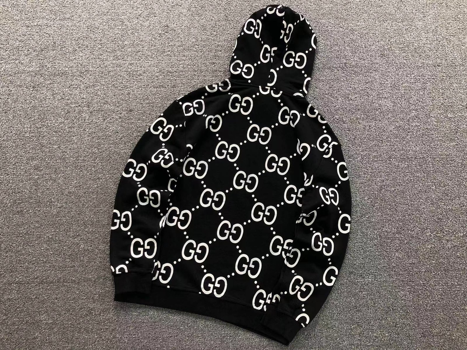 Gucci Logo White Print Hoodie Black - Image 3