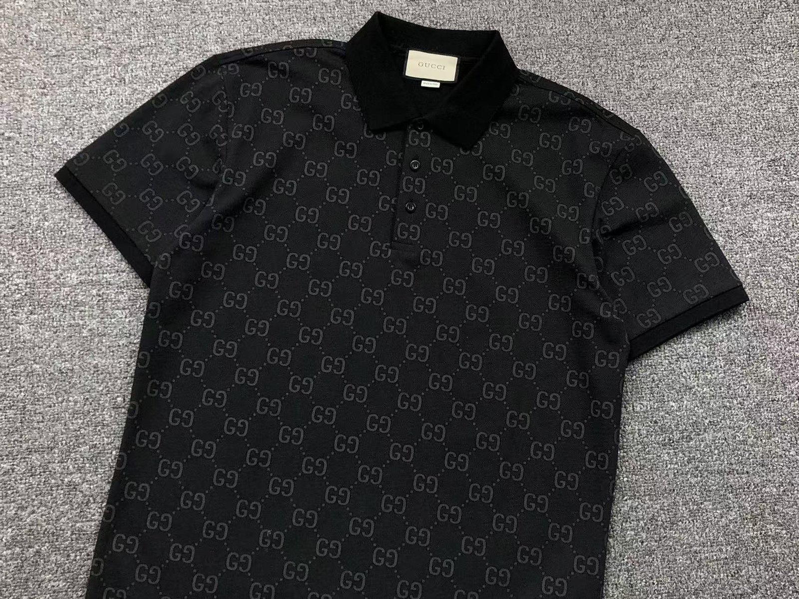 Gucci Logo Black Print Polo Black - Image 3