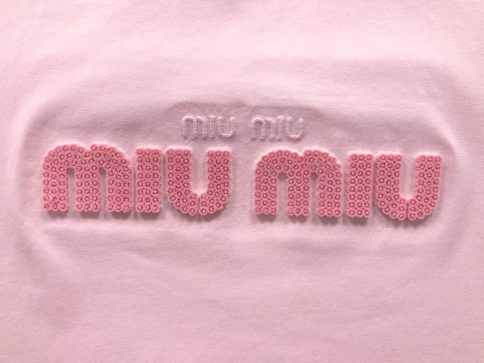 Miu Miu Ribbed Tshirt Pink - Image 3