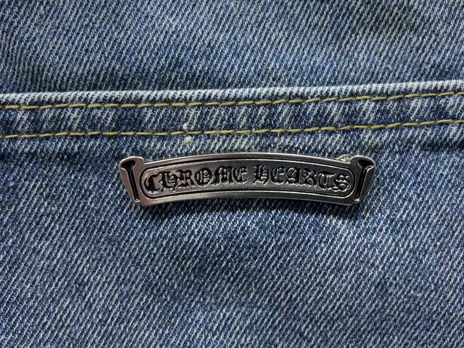 Chrome Hearts Denim Jeans White Crosses - Image 4