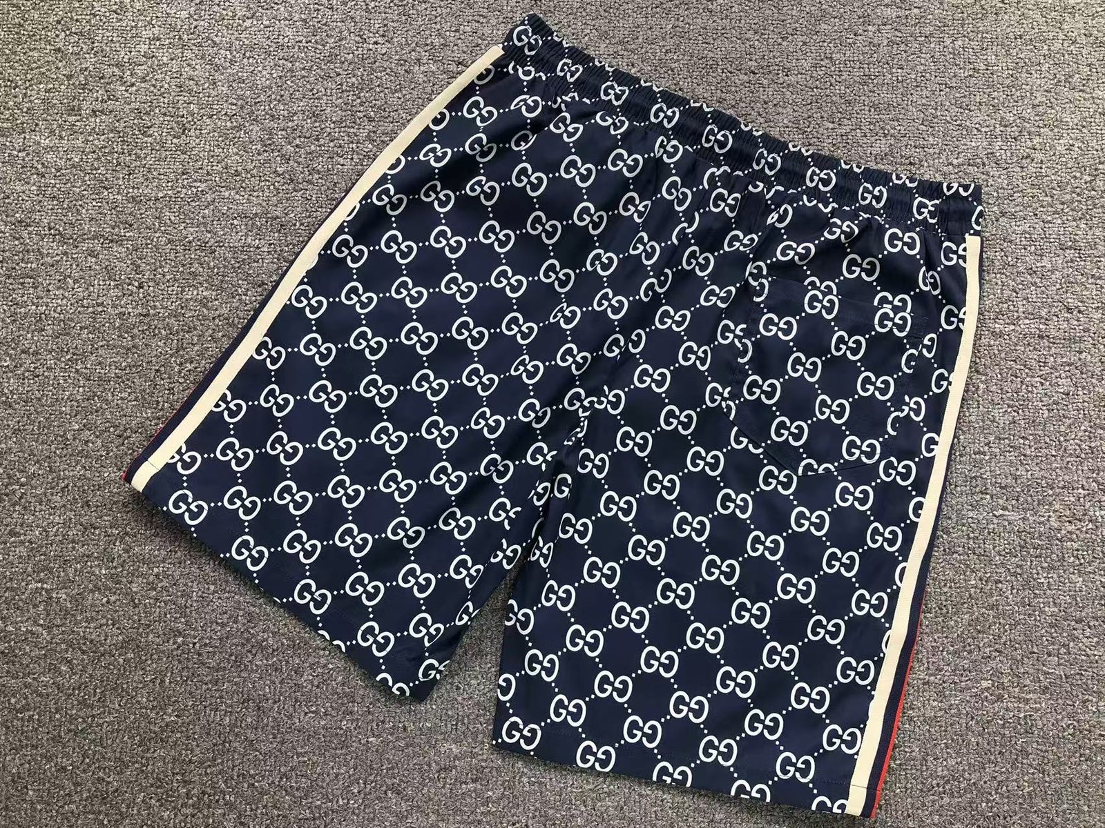 Gucci Print Logo Shorts Blue - Image 4