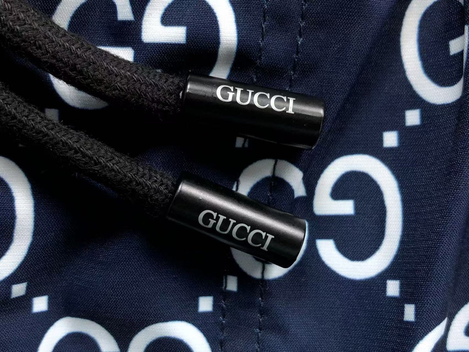 Gucci Print Logo Shorts Blue - Image 5