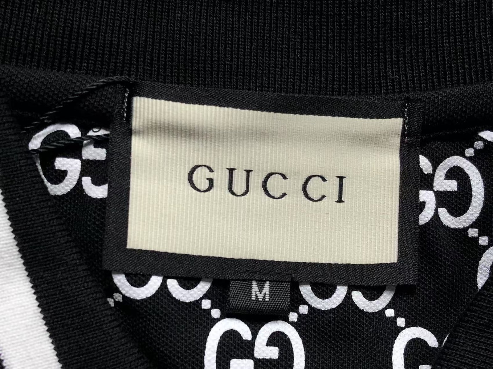 Gucci Logo White Print Polo Black - Image 5