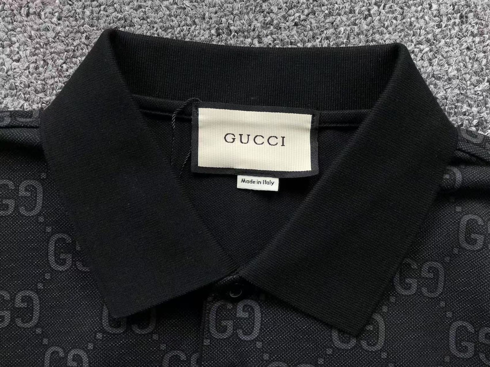 Gucci Logo Black Print Polo Black - Image 5