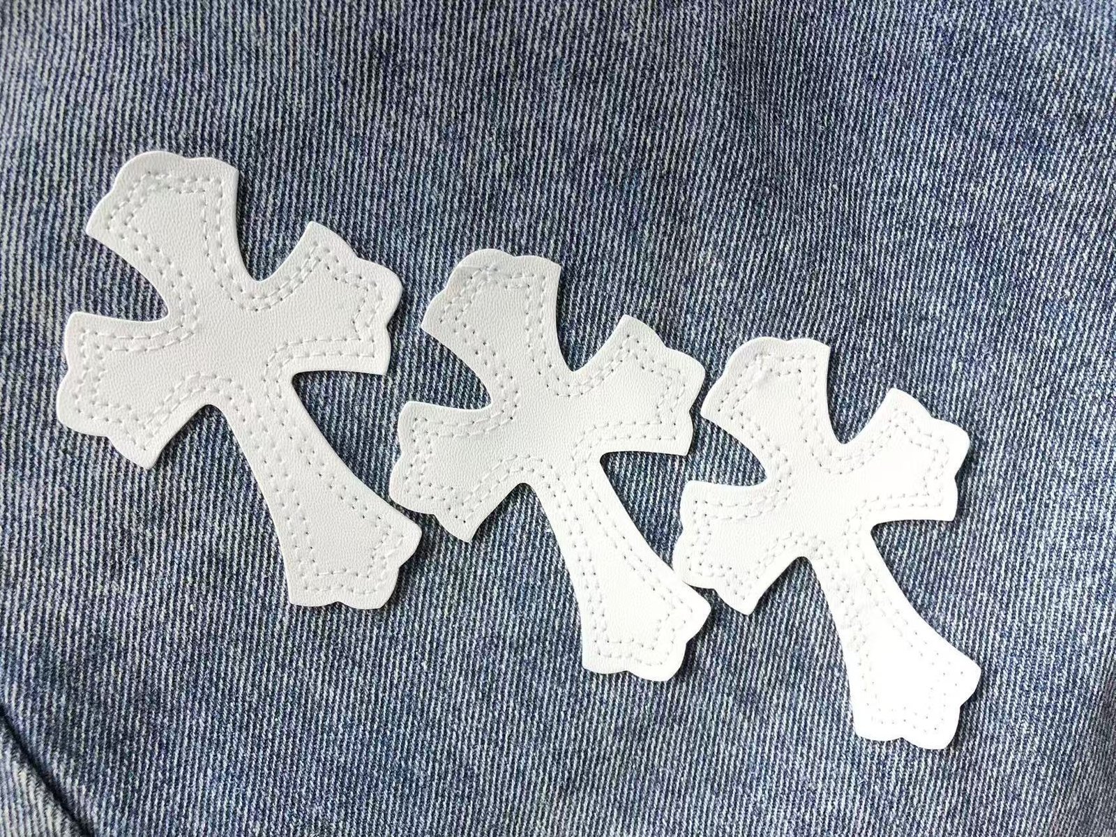 Chrome Hearts Denim Jeans White Crosses - Image 5