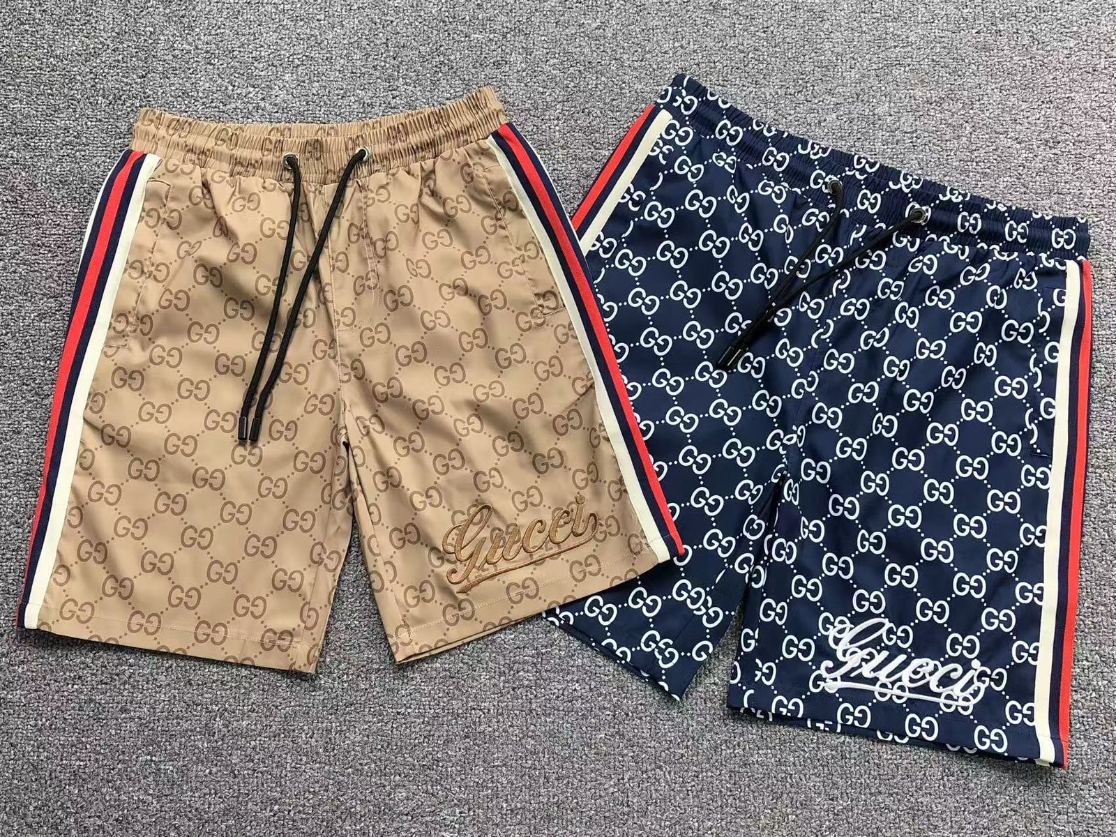 Gucci Print Logo Shorts Blue - Image 7