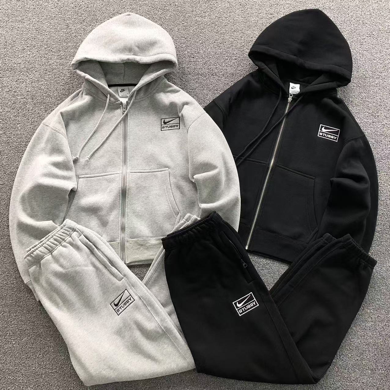 Nike x Stussy Washed Fleece Hoodie Grey - Image 7