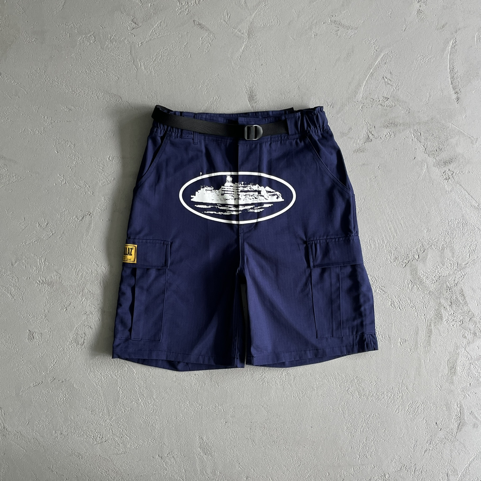Corteiz Navy Cargo Shorts - Image 2