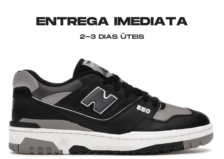 New Balance 550 Grey Black - Tamanho: 42.5